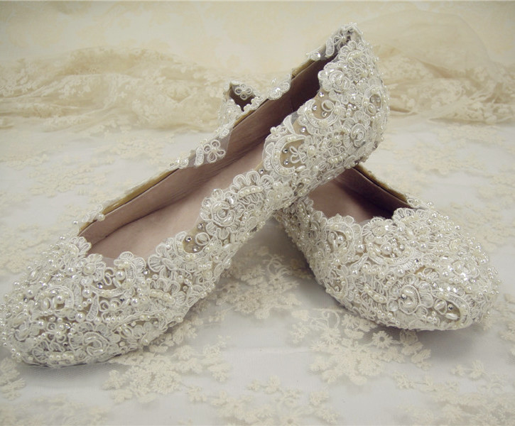 bridal flats with pearls