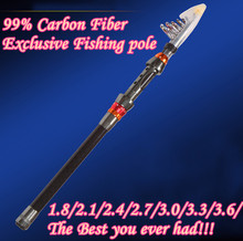 1x Exclusive Quality 99% Carbon Fiber Mini telescopic folding fishing pole rod for sea rock boat stream bait casting fishing