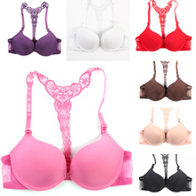 Sexy Women Front Closure Lace Racer Back Racerback Push Up Bra Smooth Bra 32 36B
