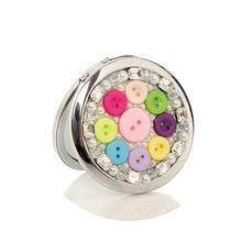 New diamond Candy colored buttons women’s Mirror Handmade Portable Double Dual Sides Stainless Steel Frame Cosmetic Makeup