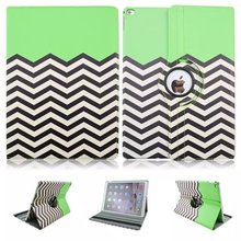 30pcs/lot Free shipping 3colours 360 degree rotating Wave pattern Accessories leather tablet cover case for apple ipad pro 12.9″