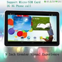 New Design 9 Inch Android4.4 Tablet Pc Support Micro SIM card 2G 3G Phone Call 2GB and 8GB Tablets Pc SIM card TF card FM BT Tab