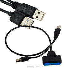 1Pcs Black Light Pin Adapter Cable USB 2.0 to SATA 7+15 Pin 22 For 2.5″ HDD Hard Disk Drive With USB Power Cable DropShipping