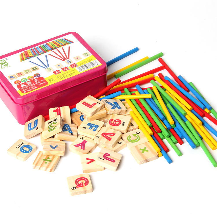 Baby Early Learning Wooden Numbers Stick Mathematics Counting Math Toy 9UK 