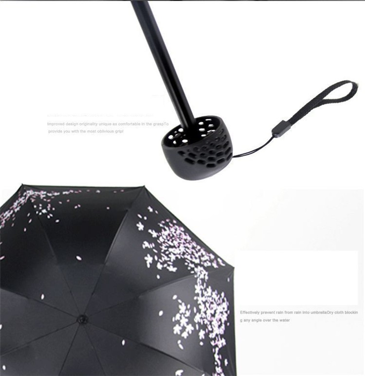 Creative Sakura Girls Folding Umbrella Sunscreen Vinyl blue black sunshade women\'s umbrella Japanese umbrella HI03 (13)