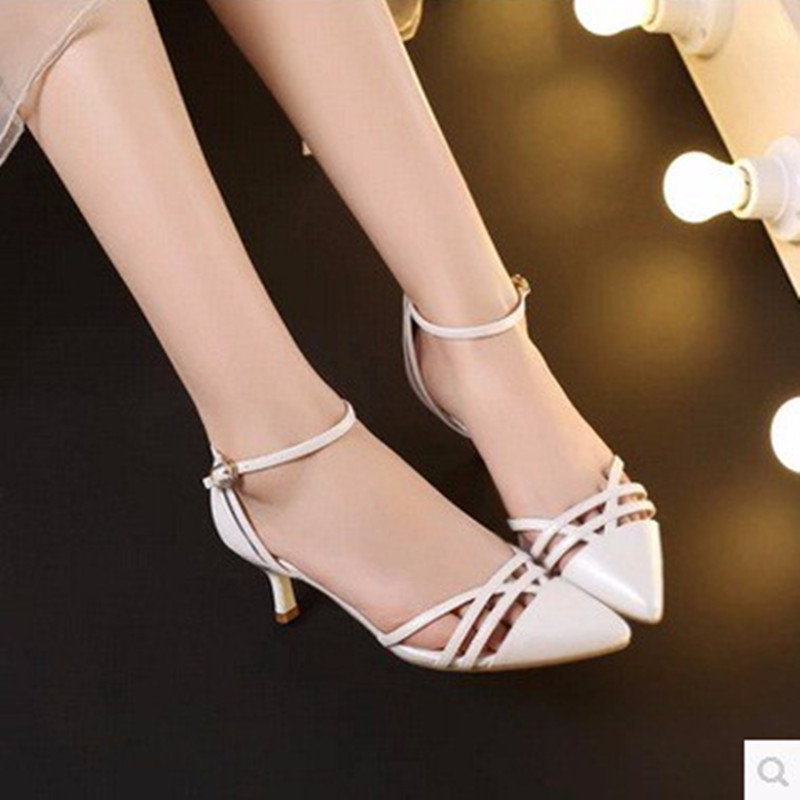 Lady sexy Cut outs Buckle leather Pointed toe big size 4 12 Closed thin Med high