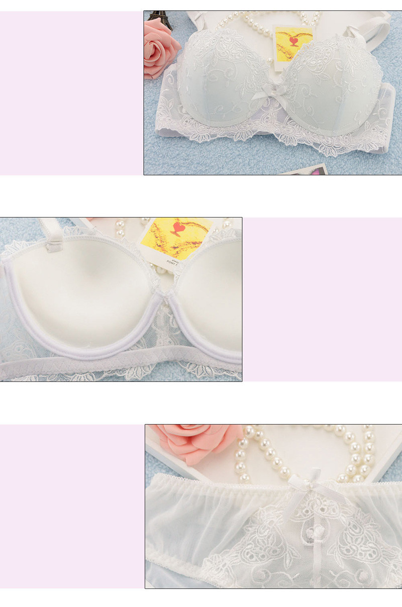 cotton bow embroidered flowers push up BC cup bra set sexy lingerie underwear bra set 10