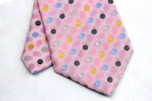 NT0175 Pink Blue Dot Multicolor Jacquard Woven Classic Elegant Silk Polyester Mans Business Wedding Luxury Tie