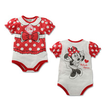 Christmas hot sale 2015 new summer baby clothes girl boys Strap Cartoon minnie mickey short sleeves