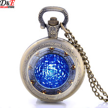 New Bronze Stargate Portal Atlantis Necklace Art Photo Glass Pocket Watch Vintage Pendant Gift P2007