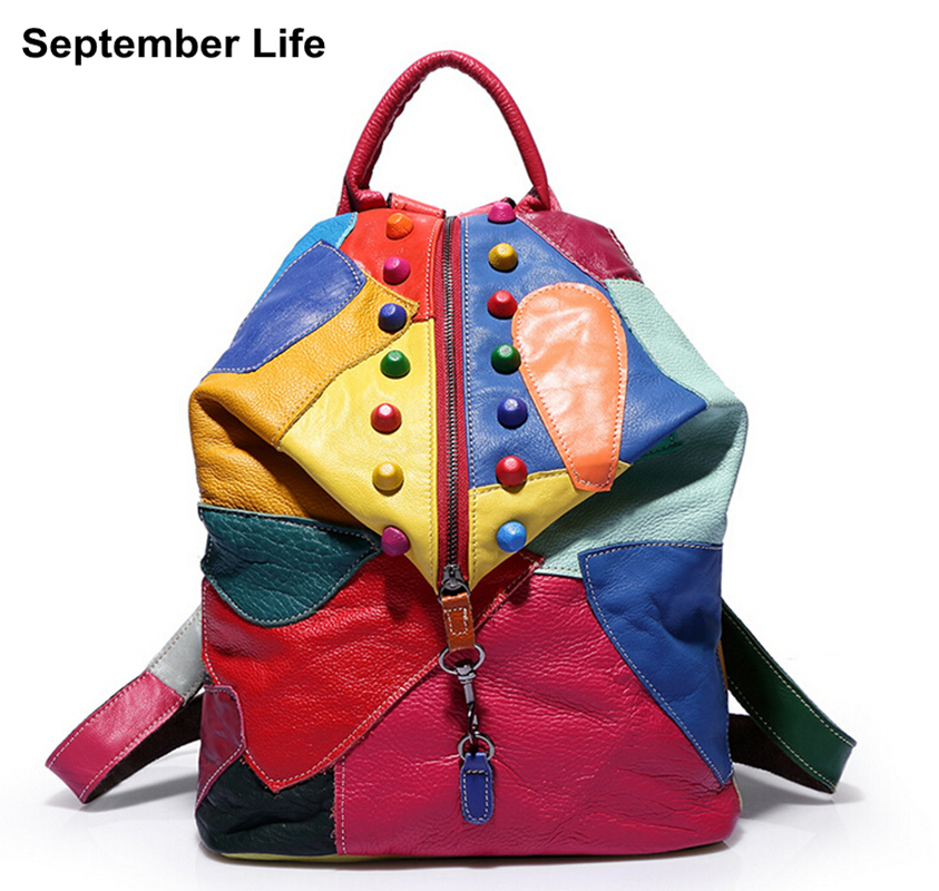 100% Guaranteed Genuine Leather Backpack 2015 New Hot Sale Fashion Cowhide Leather School Bag Bolsa Mochila SL12101