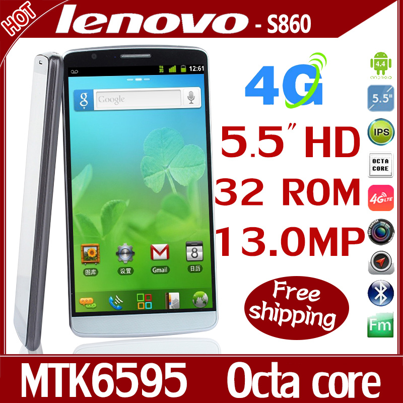 Original Lenovo S860t Mobile Phone 5 5 1920 1080 IPS Android 4 4 MTK6595 Octa Core