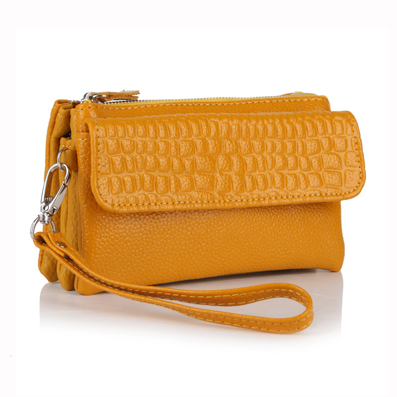 Wholesale 2016 Top Quality women genuine leather wristlet evening clutch female purse messenger ...