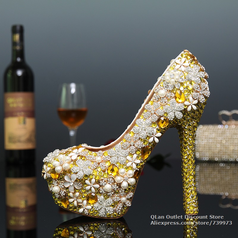 gold rhinestone wedding shoes