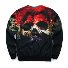 new arrive street fashion 3D Horror Skull printed hoodies boys teens Spring Autumn thin sweatshirts big