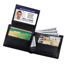 FancyStyle stylish genuine leather security protection rfid blocking wallet with ID window