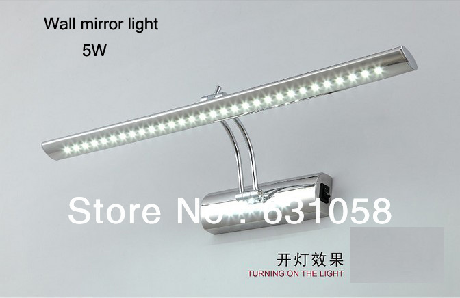 Modern 5W 400mm wall mounted stainless steel bathroom bedroom cabinet mirror light wall lamps 85-265V with switch Free Shipping