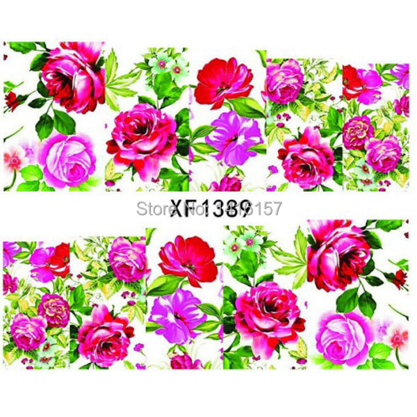 Min order is 10 mix order Water Transfer Nail Art Sticker Decal Beauty Colorful Rose Flower
