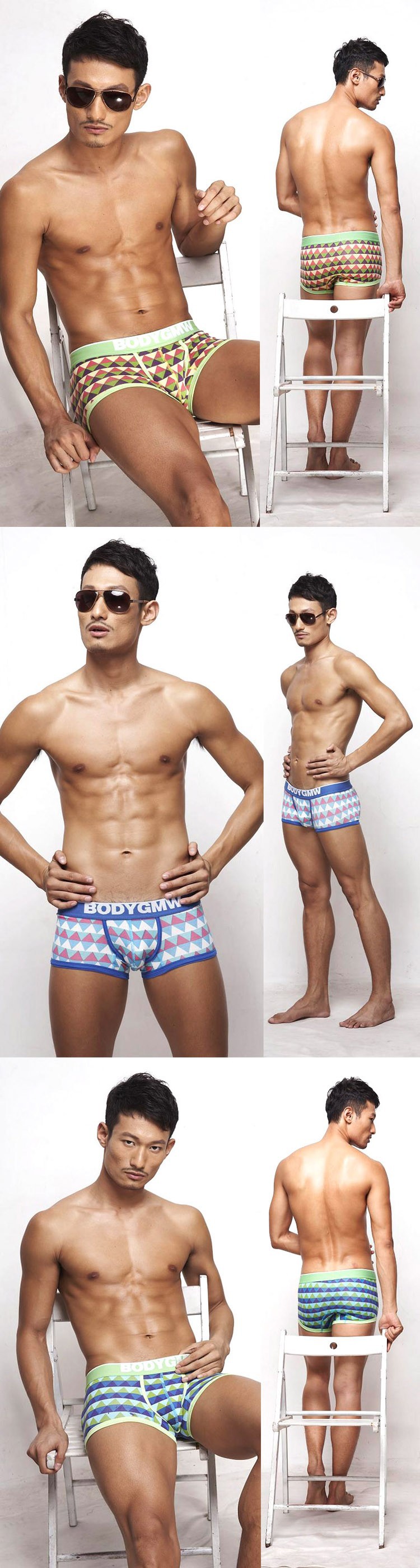 Manocean underwear men bright MultiColors simple low-rise cute modal Ling grid seamless boxers boxer shorts 100768 (1)