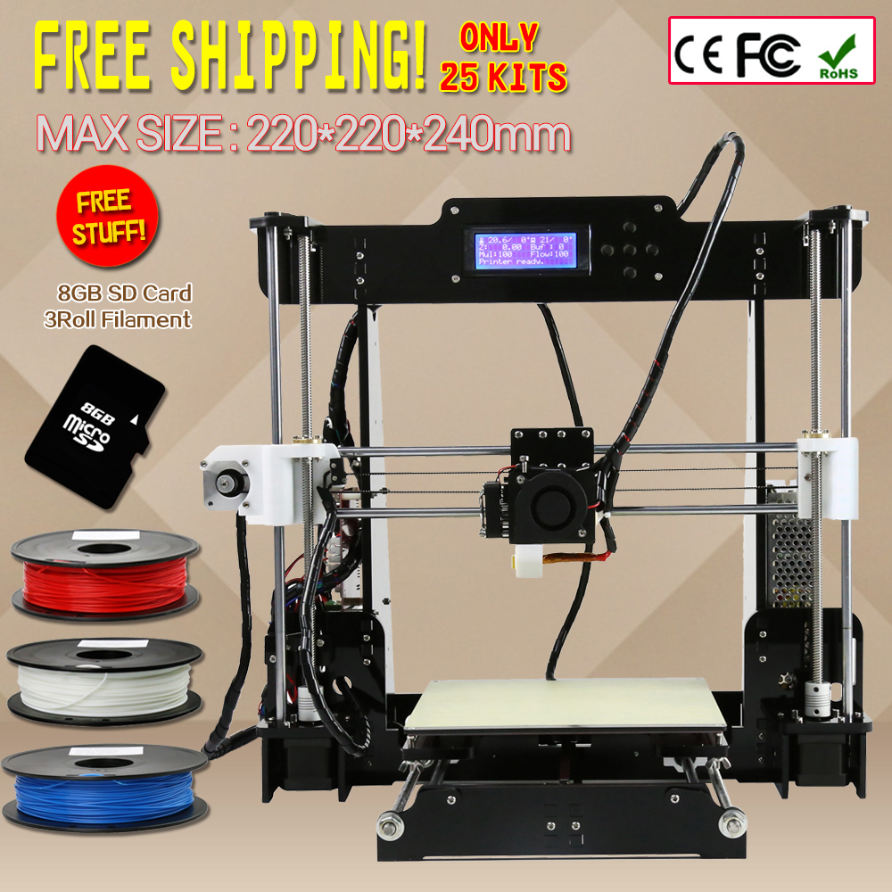 Anet A8 Size 220 220 240 Precision Reprap Prusa i3 DIY 3D Printer Kit With 3Rolls