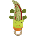 1PC wood Teether Shake Baby Rattles soft Crocodile plush Ring Bell Kids Baby Toy