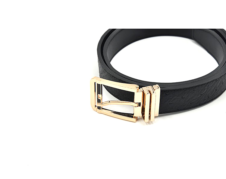 Ostrich Belt Men Cummerbunds Gold Metal Waist Pure Leather Accessories Black