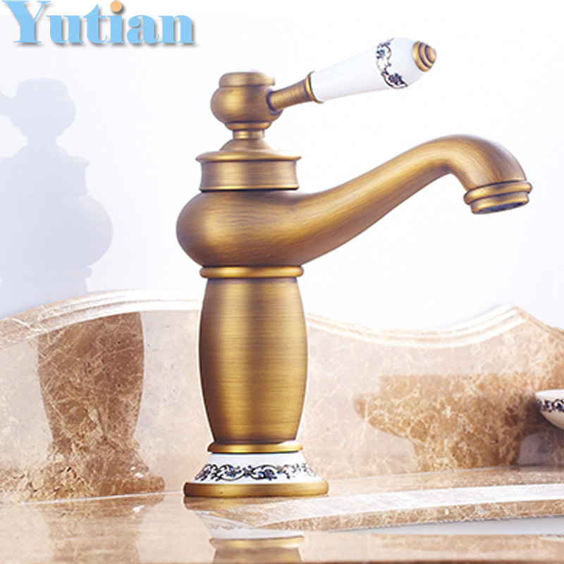 Free shipping Contemporary Concise Bathroom Faucet Antique bronze finish Brass Basin Sink Faucet Single Handle water taps YT5049