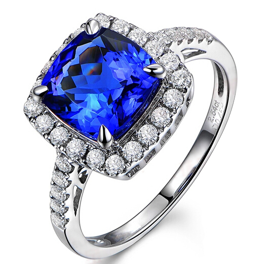 Color Gemstone Engagement Ring 9K White Gold 2ct Cushion Cut Fine ...