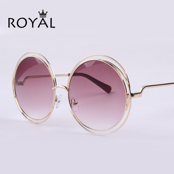 2015 NEW High quality Elegant Round Wire Frame Sunglasses Women mirror gradient Glasses shades Oversized Eyeglasses