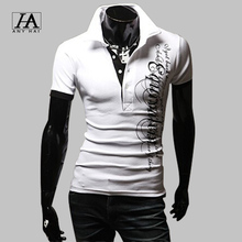 2015 New Fashion Polo Shirt Men Summer Short Letters Printed Sleeve Turn down Collar Polo Ralph