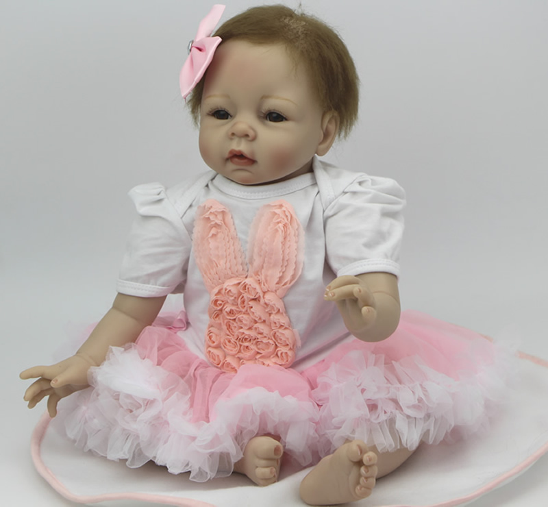 Cute 22 Inch Reborn Baby Doll Silicone NPK Doll Lifelike Princess Girl Handmade Newborn Toy Simulation Baby Alive Doll