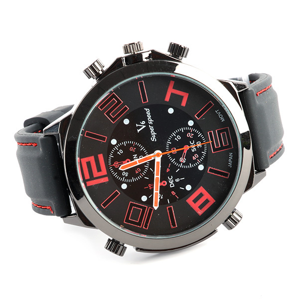 New Men Big Dial V6 Super Speed Watches Silicone Band Sport Quartz Wrist Watch