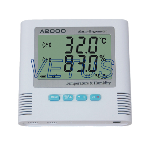 A2000-TS LCD Display Screen Two Line Display Temperature and Humidity Data Logger Recorder