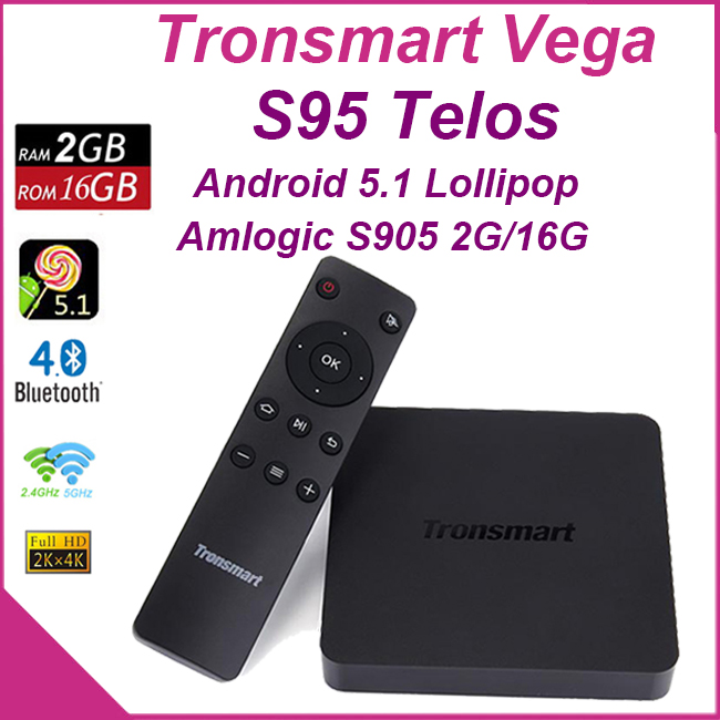 Tronsmart Vega S95 Telos Android TV Box Amlogic S905 Quad Core 2.0GHz 2G/16G 802.11ac 2.4G/5GHz Dual WiFi H.265 4K2K UHD 3D SATA