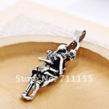 Wholesale Vintage Style Silver Sexy Skull Pendant Cool Stainless Steel Sex Women Men Necklace