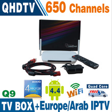 Arabic IPTV Box with 3 Months QHDTV Subscription 670 Plus Arabic French Channel with Q9 Android 4.4 Kodi installed Free Shipping