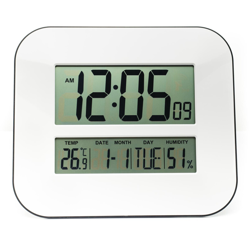 LCD Digital School Wall Desktop Table Calendar Quartz Alarm Snooze Clock with Temperature Thermometer and Humidity