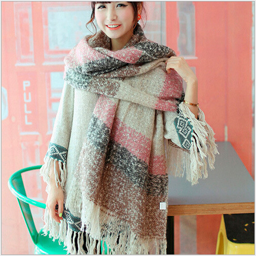 desigual plaid winter wool women cape scarf shawl and scarves 2015 women's clothing women tippet accessories fashion neckerchief