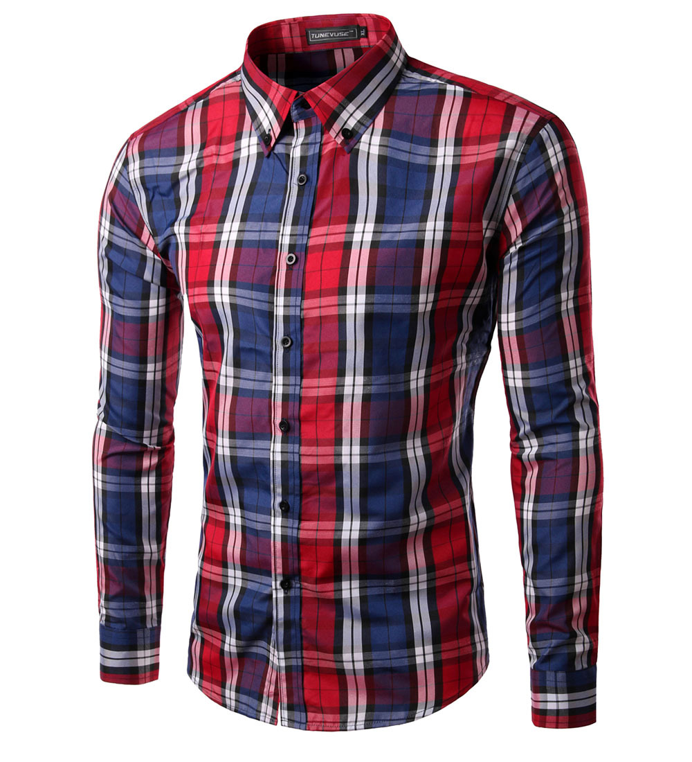 Бесплатная доставка мужская мода рубашки 2015 новое поступление с длинным рукавом клетчатой рубашке мужские рубашки размер : m-xxxl 5015