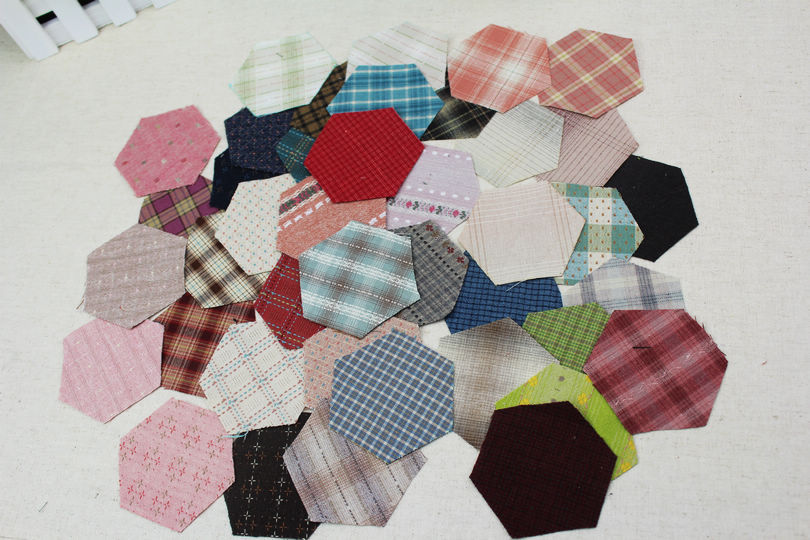 Description Picture 5 of itemGrandmother garden hexagon Yarn-dyed fabric 3.8cm DIY Handmade patchwork quilts 100 pcs/lot cotton countryside Stripe