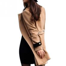 Women Double Breasted Lapel Long Coat 1pc Fashion WOmen Coat Winter warm coat