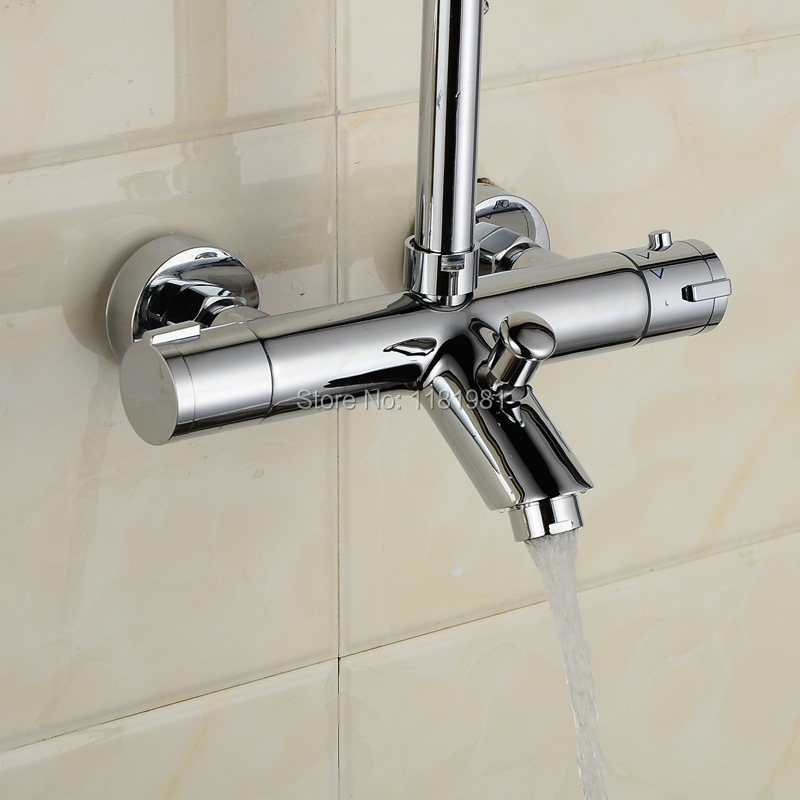 New Design Polished Chrome Solid Brass Bath Thermostatic Shower Faucet With Bend Angle AL-839B