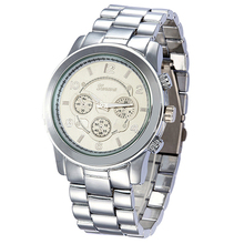 Men ‘ s de la mujer Geneva Platinum cara redonda de acero inoxidable banda reloj de pulsera