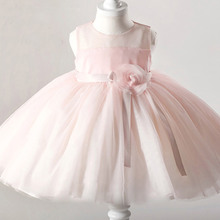 New 2016 Fshion Flower Girl Dress Kids Clothing Party Wedding Birthday Girls Dresses Baby Girl White Pink Rose Dress