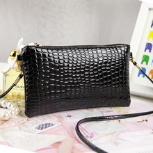New Arrival Fashion Bags Lady Patent Leather Crocodile Messenger Bags Small PU Leather Shoulder Crossbody Bag Women Clutch Bag