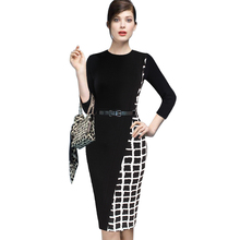 Womens Elegant Asymmetric Tartan Check Plaid Colorblock Contrast Patchwork Wear to Work Pencil Sheath Casual Dress 1961