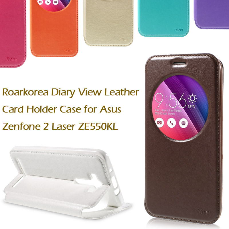 Roar Korea Noble Series Luxury Window View Leather Phone Bag Stand Case Cover Shell for Asus