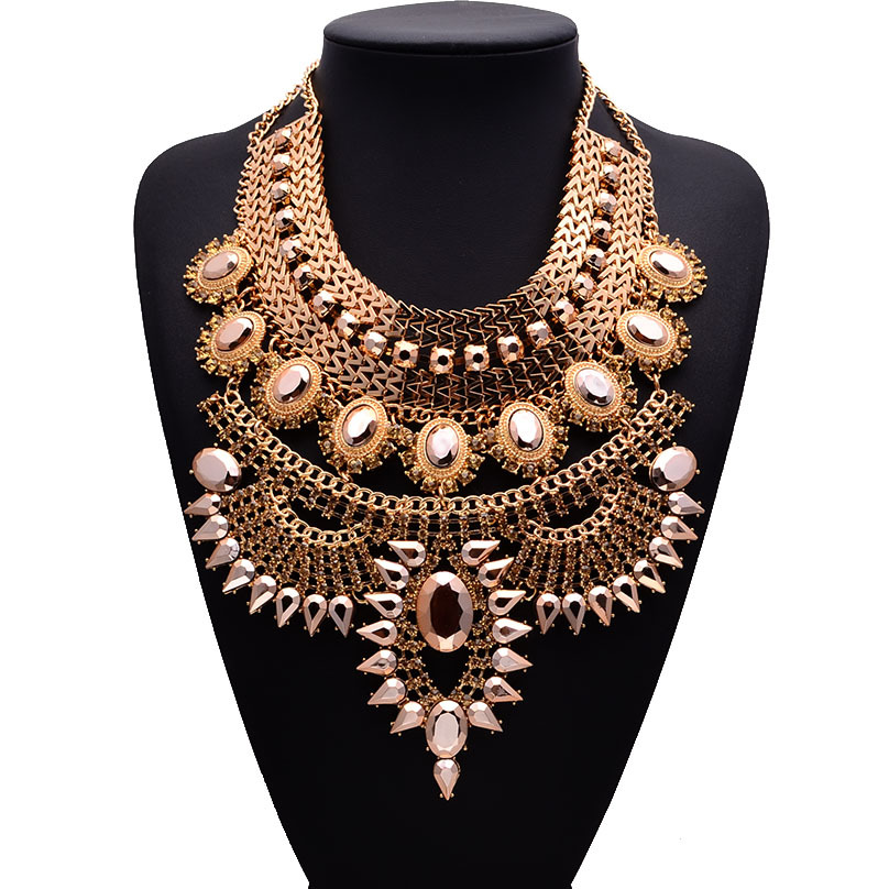 New 2015 big Fashion necklace women heavy metal chain crystal fashion