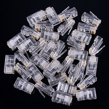 50 X RJ45 / Pack RJ-45 CAT5 Modular Plug Network Connector Networking Adapter Drop Shipping Wholesale