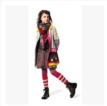 2014 new autumn winter French style Catimini brand girl flower embroidery striped sweater cardigan baby girls fleece warm coats